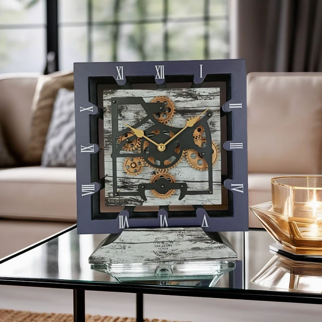 Alt view image 5 of 5 - CANADA LINE DESK CLOCK SQUARE (HYBRID WALL) 10 INCH GREY & WHITE