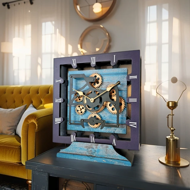 Alt view image 5 of 6 - CANADA LINE DESK CLOCK SQUARE (HYBRID WALL) 10 INCH OCEAN BLUE