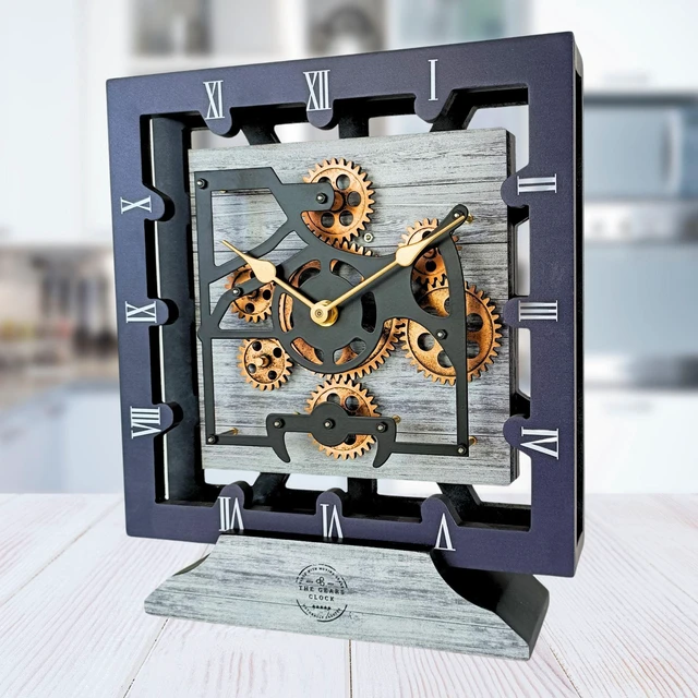 Main image of CANADA LINE DESK CLOCK SQUARE (HYBRID WALL) 10 INCH SILVER GREY