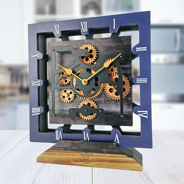 Main image of CANADA LINE DESK CLOCK SQUARE (HYBRID WALL) 10 INCH VINTAGE BLACK