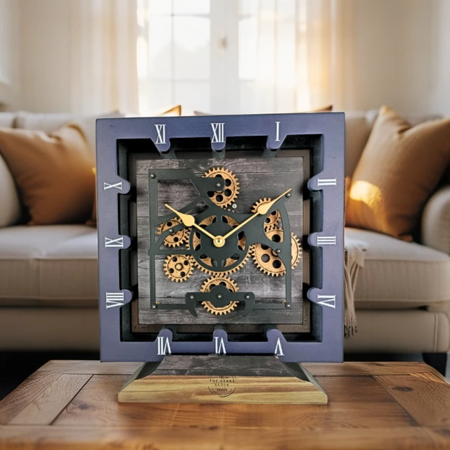 Alt view image 4 of 5 - CANADA LINE DESK CLOCK SQUARE (HYBRID WALL) 10 INCH VINTAGE BLACK