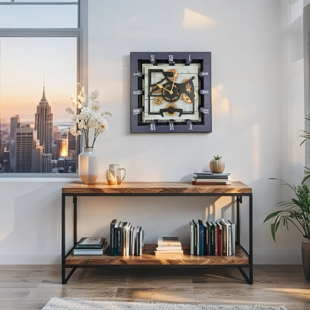 Alt view image 5 of 6 - CANADA LINE DESK CLOCK SQUARE (HYBRID WALL) 10 INCH WHITE FARMHOUSE