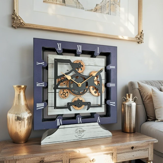 Alt view image 2 of 6 - CANADA LINE DESK CLOCK SQUARE (HYBRID WALL) 10 INCH WHITE FARMHOUSE