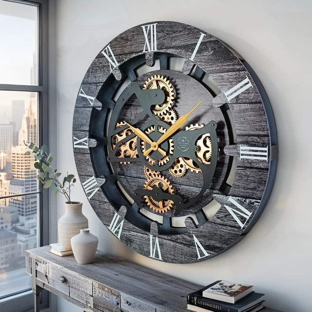 Alt view image 6 of 6 - CANADA LINE WALL CLOCK ROUND 24 INCH CARBON GREY