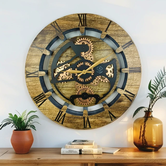 Alt view image 2 of 6 - CANADA LINE WALL CLOCK ROUND 24 INCH GOLD ANTIQUE