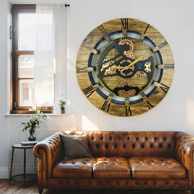 Alt view image 4 of 6 - CANADA LINE WALL CLOCK ROUND 24 INCH GOLD ANTIQUE