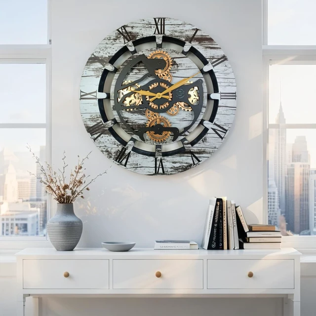 Alt view image 4 of 6 - CANADA LINE WALL CLOCK ROUND 24 INCH GREY & WHITE