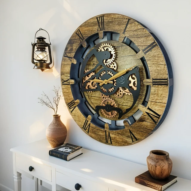 Alt view image 6 of 6 - CANADA LINE WALL CLOCK ROUND 24 INCH GOLD ANTIQUE