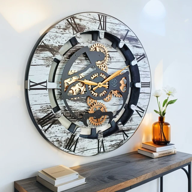 Alt view image 6 of 6 - CANADA LINE WALL CLOCK ROUND 24 INCH GREY & WHITE