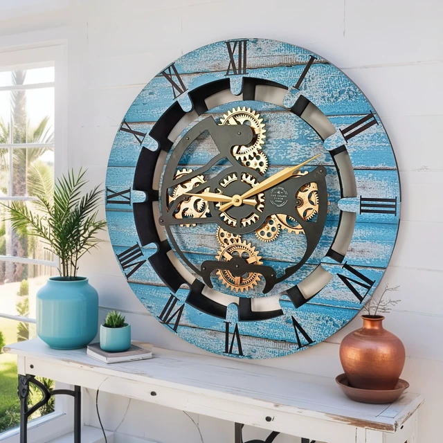 Alt view image 3 of 4 - CANADA LINE WALL CLOCK ROUND 24 INCH OCEAN BLUE