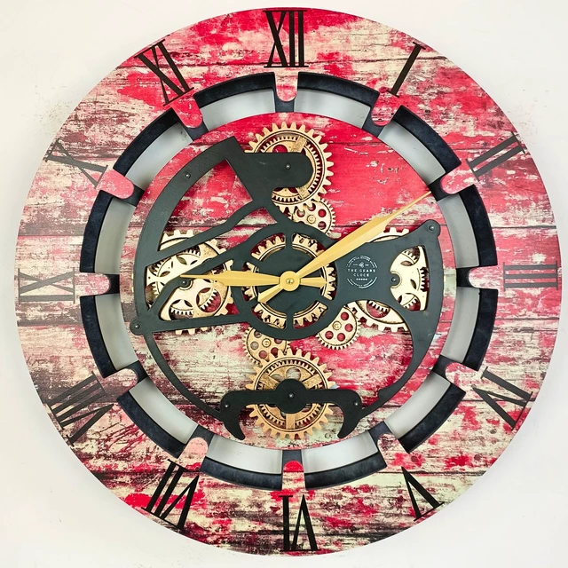 Alt view image 3 of 6 - CANADA LINE WALL CLOCK ROUND 24 INCH RED LAVA