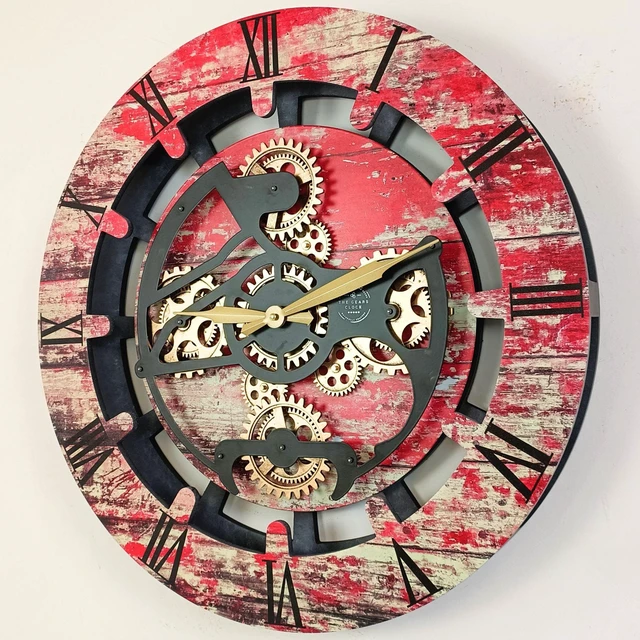 Alt view image 5 of 6 - CANADA LINE WALL CLOCK ROUND 24 INCH RED LAVA