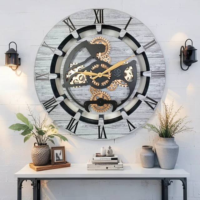 Alt view image 2 of 6 - CANADA LINE WALL CLOCK ROUND 24 INCH SILVER GREY