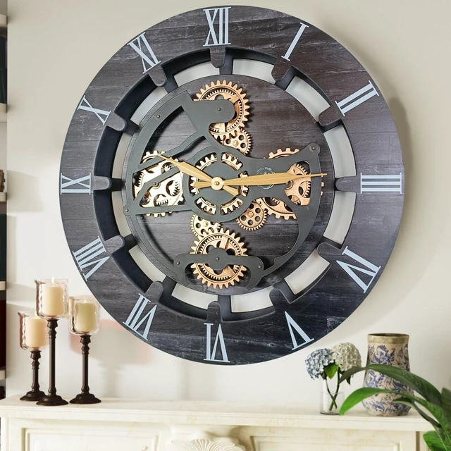 Main image of CANADA LINE WALL CLOCK ROUND 24 INCH VINTAGE BLACK