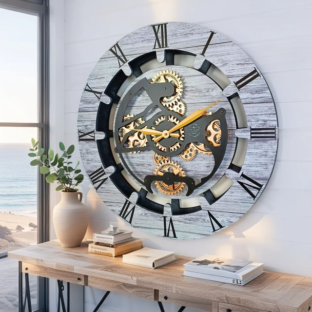 Alt view image 4 of 6 - CANADA LINE WALL CLOCK ROUND 24 INCH SILVER GREY