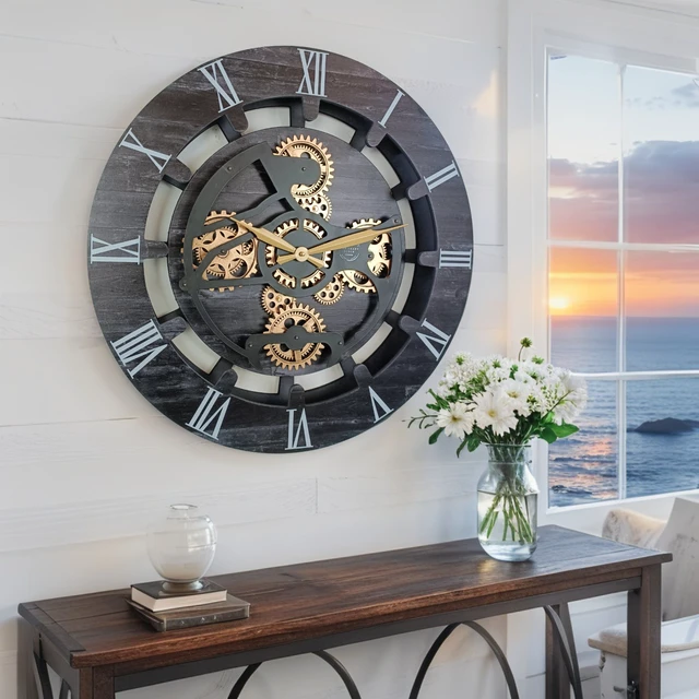 Alt view image 2 of 6 - CANADA LINE WALL CLOCK ROUND 24 INCH VINTAGE BLACK