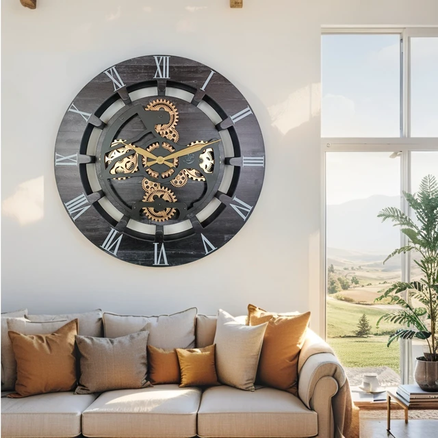 Alt view image 4 of 6 - CANADA LINE WALL CLOCK ROUND 24 INCH VINTAGE BLACK