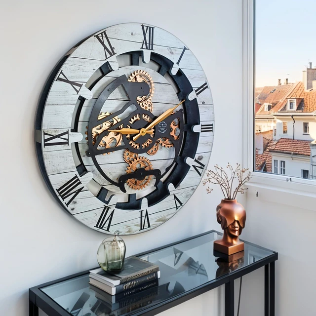 Alt view image 4 of 6 - CANADA LINE WALL CLOCK ROUND 24 INCH WHITE FARMHOUSE