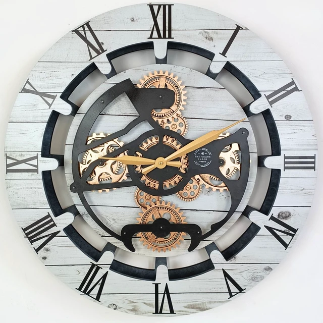 Alt view image 3 of 6 - CANADA LINE WALL CLOCK ROUND 24 INCH WHITE FARMHOUSE