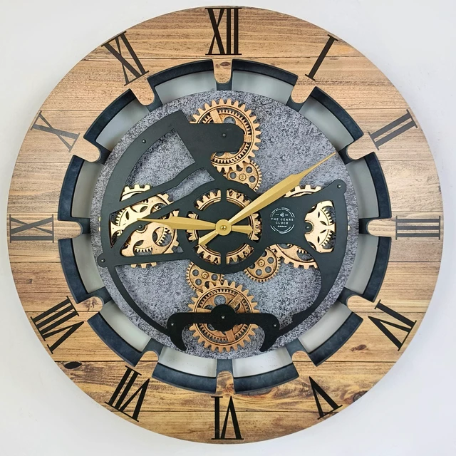 Alt view image 3 of 6 - CANADA LINE WALL CLOCK ROUND 24 INCH WOOD & STONE