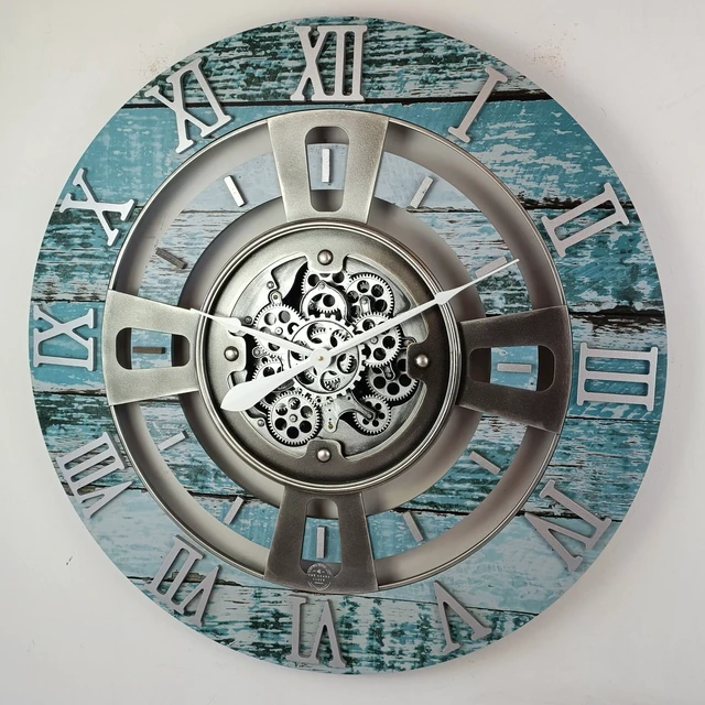 Alt view image 3 of 6 - ENGLAND LINE WALL CLOCK ROUND 24 INCH AQUA GREEN