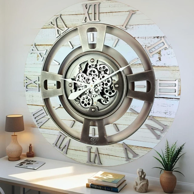 Main image of ENGLAND LINE WALL CLOCK ROUND 24 INCH DESERT BEIGE