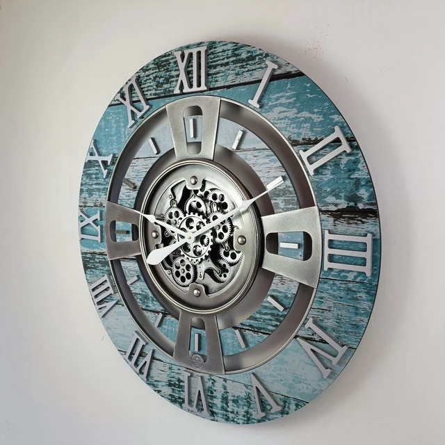 Alt view image 6 of 6 - ENGLAND LINE WALL CLOCK ROUND 24 INCH AQUA GREEN