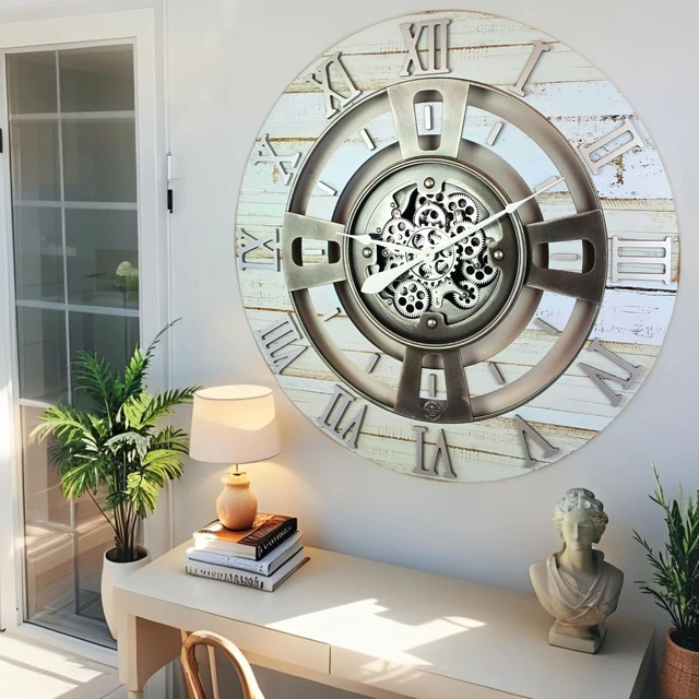 Alt view image 2 of 6 - ENGLAND LINE WALL CLOCK ROUND 24 INCH DESERT BEIGE