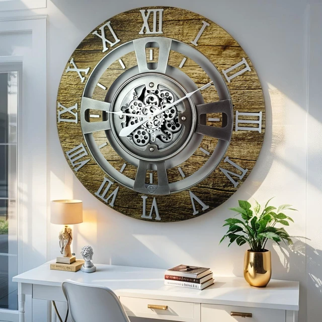 Alt view image 2 of 6 - ENGLAND LINE WALL CLOCK ROUND 24 INCH GOLD ANTIQUE