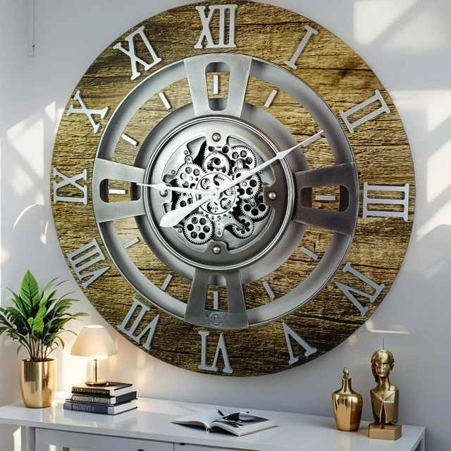 Main image of ENGLAND LINE WALL CLOCK ROUND 24 INCH GOLD ANTIQUE