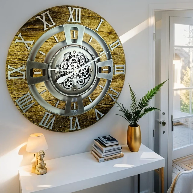 Alt view image 4 of 6 - ENGLAND LINE WALL CLOCK ROUND 24 INCH GOLD ANTIQUE
