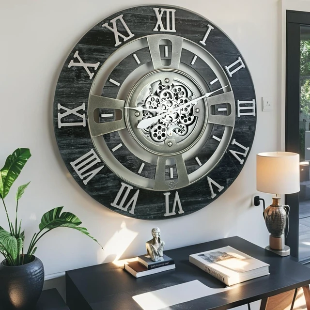 Alt view image 6 of 6 - ENGLAND LINE WALL CLOCK ROUND 24 INCH VINTAGE BLACK