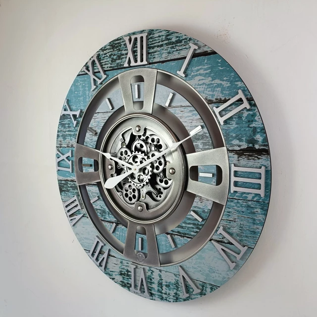 Alt view image 5 of 6 - ENGLAND LINE WALL CLOCK ROUND 36 INCH AQUA GREEN
