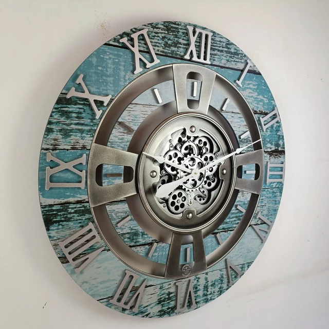 Alt view image 3 of 6 - ENGLAND LINE WALL CLOCK ROUND 36 INCH AQUA GREEN