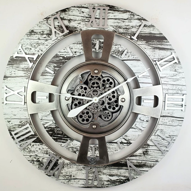 Alt view image 3 of 6 - ENGLAND LINE WALL CLOCK ROUND 36 INCH GREY & WHITE