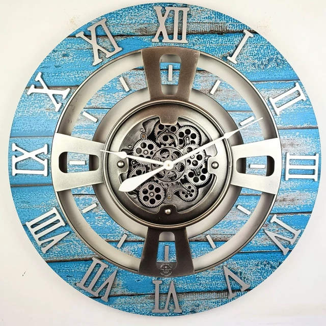Alt view image 3 of 6 - ENGLAND LINE WALL CLOCK ROUND 36 INCH OCEAN BLUE
