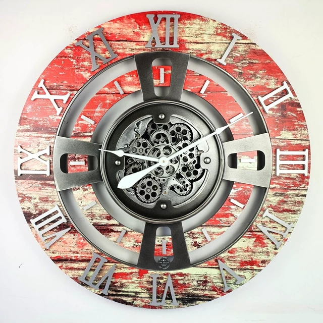 Alt view image 4 of 6 - ENGLAND LINE WALL CLOCK ROUND 36 INCH RED LAVA