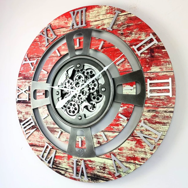 Alt view image 6 of 6 - ENGLAND LINE WALL CLOCK ROUND 36 INCH RED LAVA