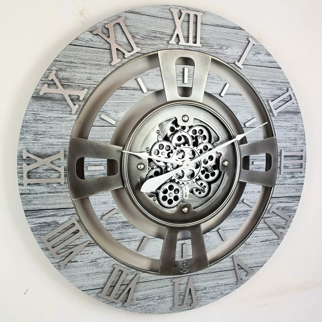 Alt view image 3 of 6 - ENGLAND LINE WALL CLOCK ROUND 36 INCH SILVER GREY