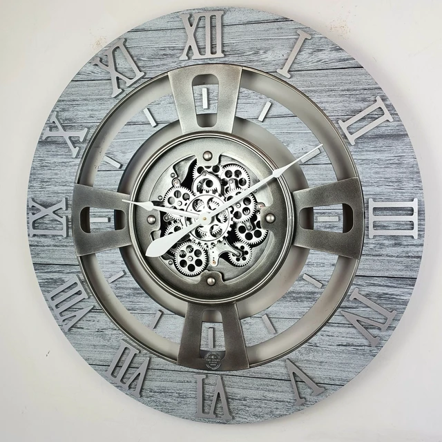 Alt view image 5 of 6 - ENGLAND LINE WALL CLOCK ROUND 36 INCH SILVER GREY