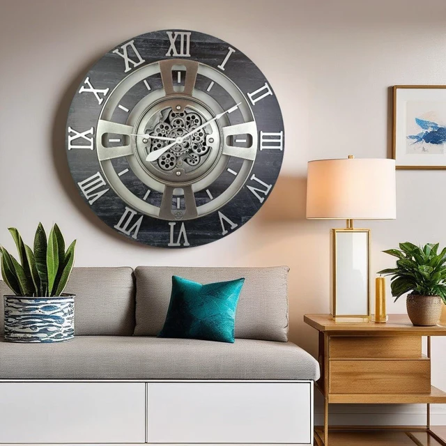 Alt view image 3 of 6 - ENGLAND LINE WALL CLOCK ROUND 36 INCH VINTAGE BLACK
