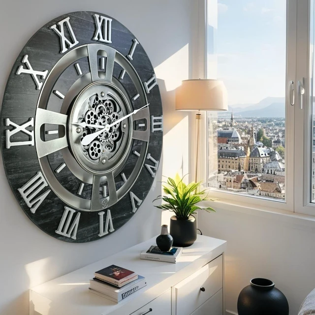 Alt view image 4 of 6 - ENGLAND LINE WALL CLOCK ROUND 36 INCH VINTAGE BLACK