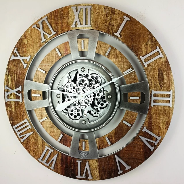 Alt view image 5 of 6 - ENGLAND LINE WALL CLOCK ROUND 36 INCH VINTAGE BROWN
