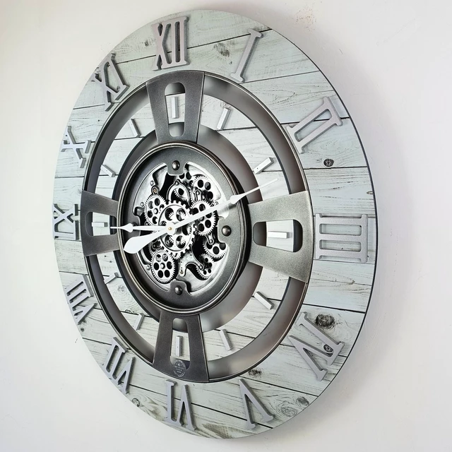 Alt view image 3 of 6 - ENGLAND LINE WALL CLOCK ROUND 36 INCH WHITE FARMHOUSE