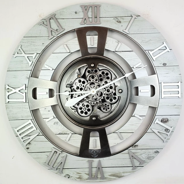 Alt view image 5 of 6 - ENGLAND LINE WALL CLOCK ROUND 36 INCH WHITE FARMHOUSE