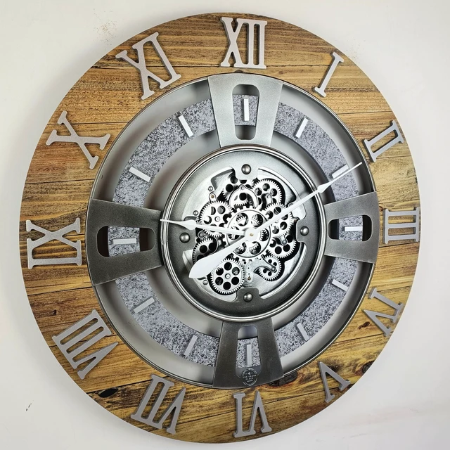 Alt view image 3 of 6 - ENGLAND LINE WALL CLOCK ROUND 36 INCH WOOD & STONE
