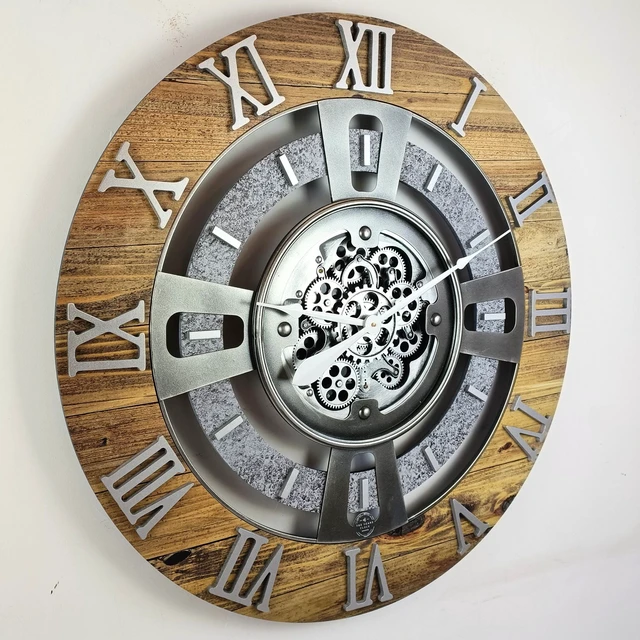 Alt view image 5 of 6 - ENGLAND LINE WALL CLOCK ROUND 36 INCH WOOD & STONE
