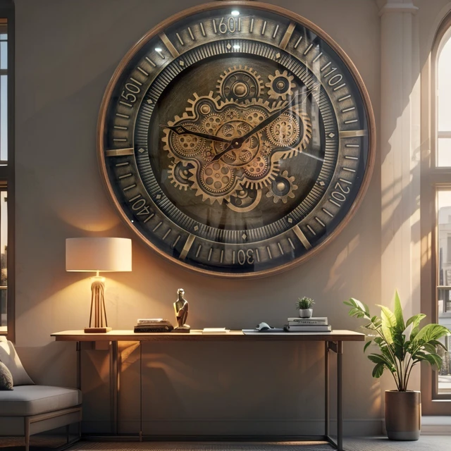 Alt view image 4 of 6 - FINLAND LINE WALL CLOCK ROUND 24 INCH "TURKU" BRONZE-STEEL
