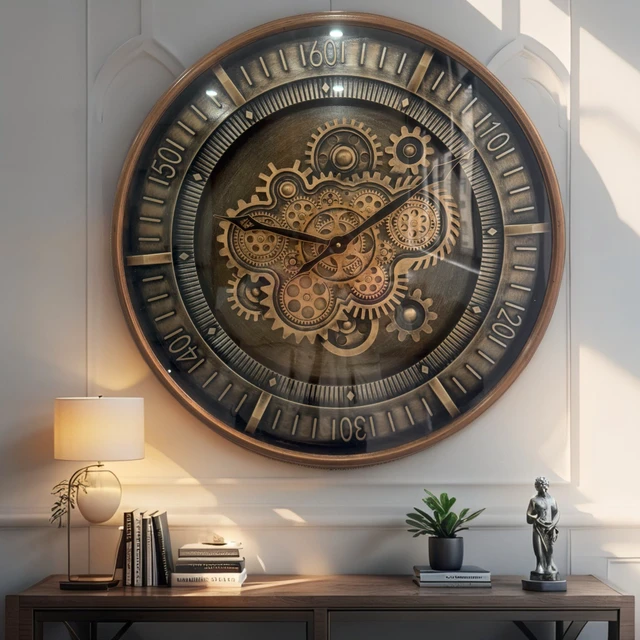 Alt view image 5 of 6 - FINLAND LINE WALL CLOCK ROUND 24 INCH "TURKU" BRONZE-STEEL