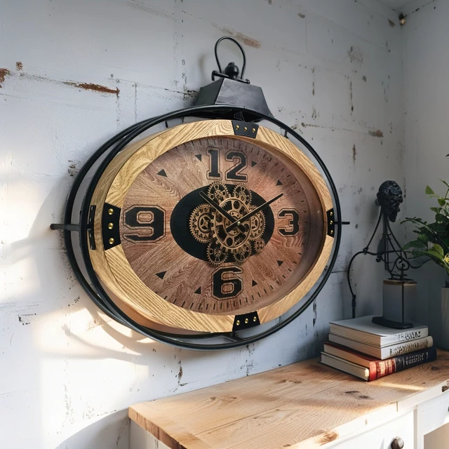 Alt view image 2 of 6 - FINLAND LINE WALL CLOCK OVAL 26 INCH "ESPOO" WOOD-BLACK